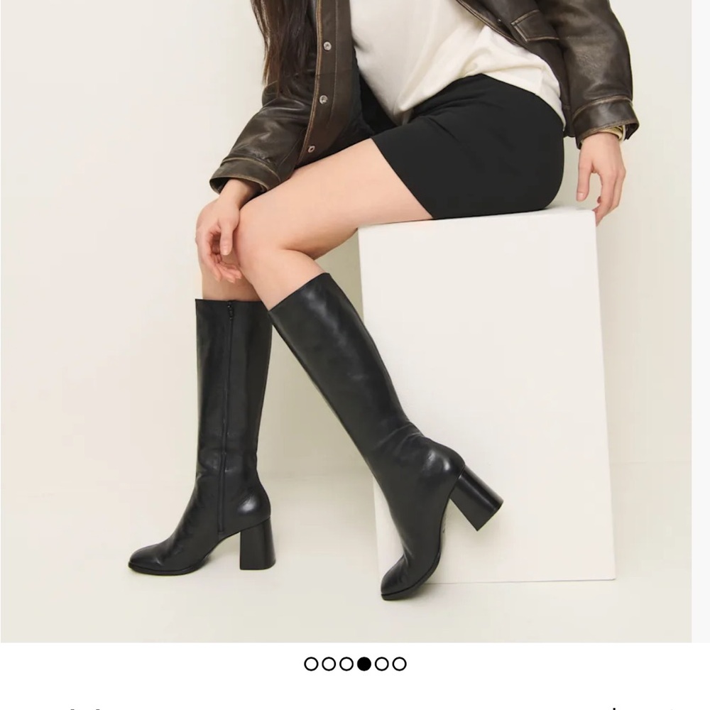 Reformation Black Leather Heeled Boots